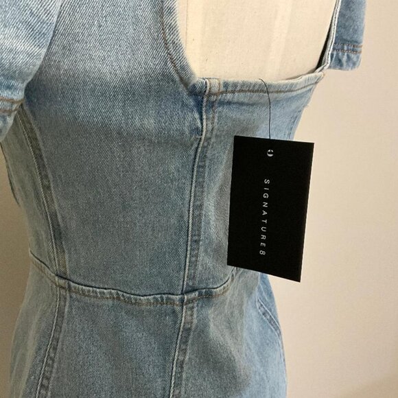 NWT Signature8 Denim Bustier Zip Front Mini Dress Small - Picture 3 of 7